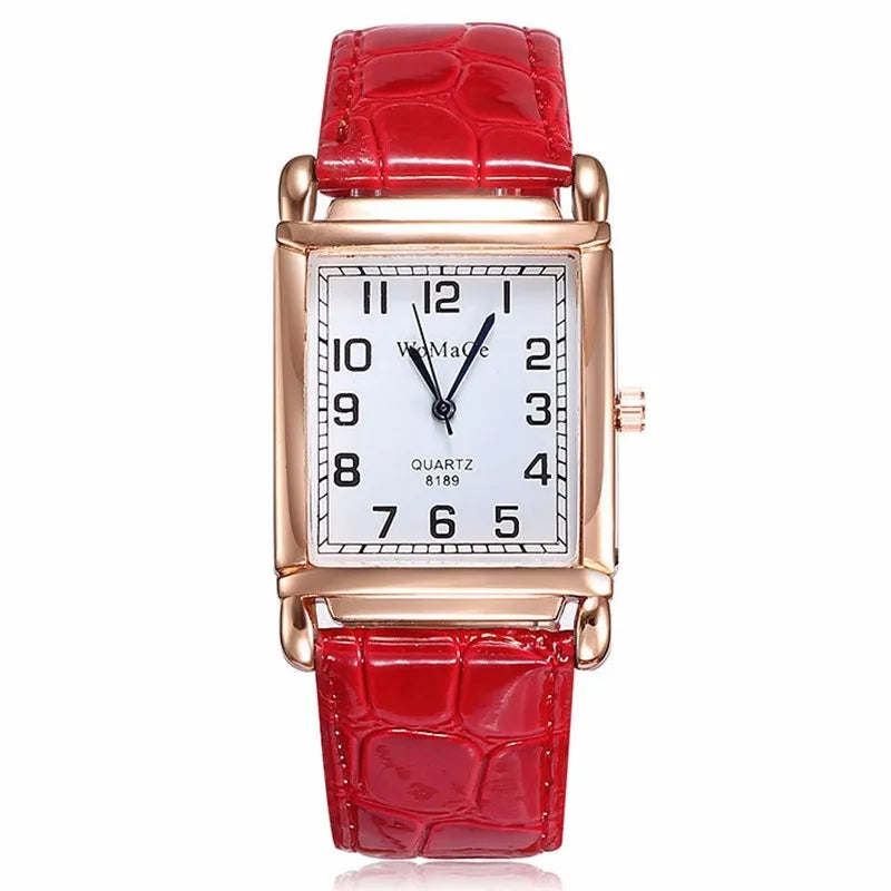 Nouvelles montres pour femmes, montres-bracelets carrées en or rose, montres de mode en cuir de marque, montre à quartz pour femme, horloge, montre femme