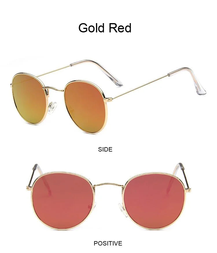 Lunettes de soleil rondes métalliques petites pour femme, vintage, de marque, pour voyage, classiques, lunettes de soleil mode rétro pour femme