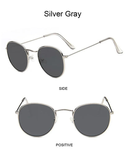 Lunettes de soleil rondes métalliques petites pour femme, vintage, de marque, pour voyage, classiques, lunettes de soleil mode rétro pour femme