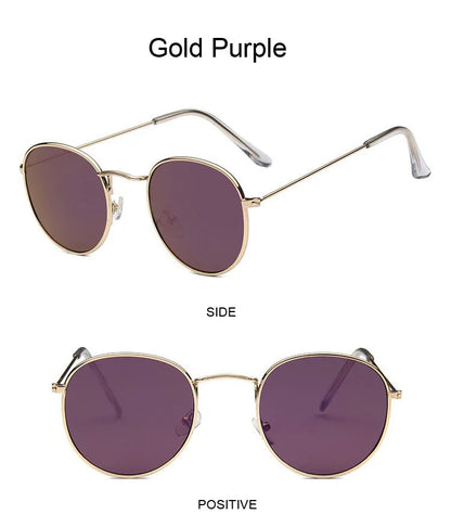 Lunettes de soleil rondes métalliques petites pour femme, vintage, de marque, pour voyage, classiques, lunettes de soleil mode rétro pour femme