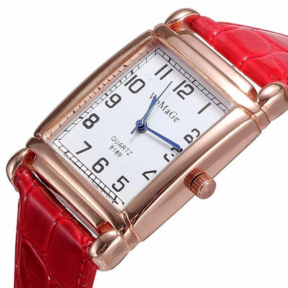 Nouvelles montres pour femmes, montres-bracelets carrées en or rose, montres de mode en cuir de marque, montre à quartz pour femme, horloge, montre femme
