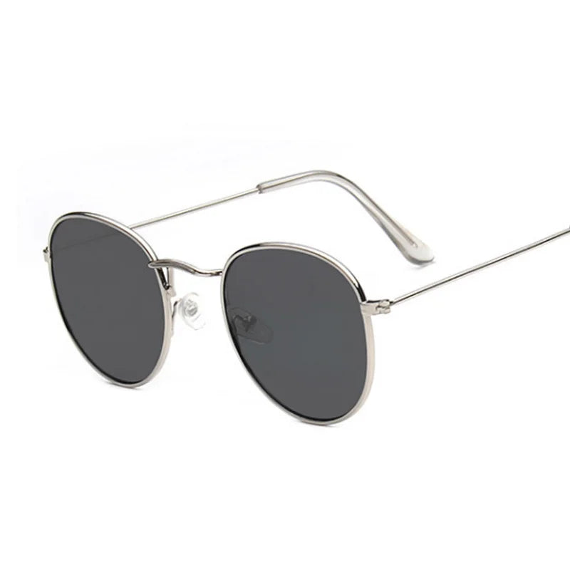 Lunettes de soleil rondes métalliques petites pour femme, vintage, de marque, pour voyage, classiques, lunettes de soleil mode rétro pour femme