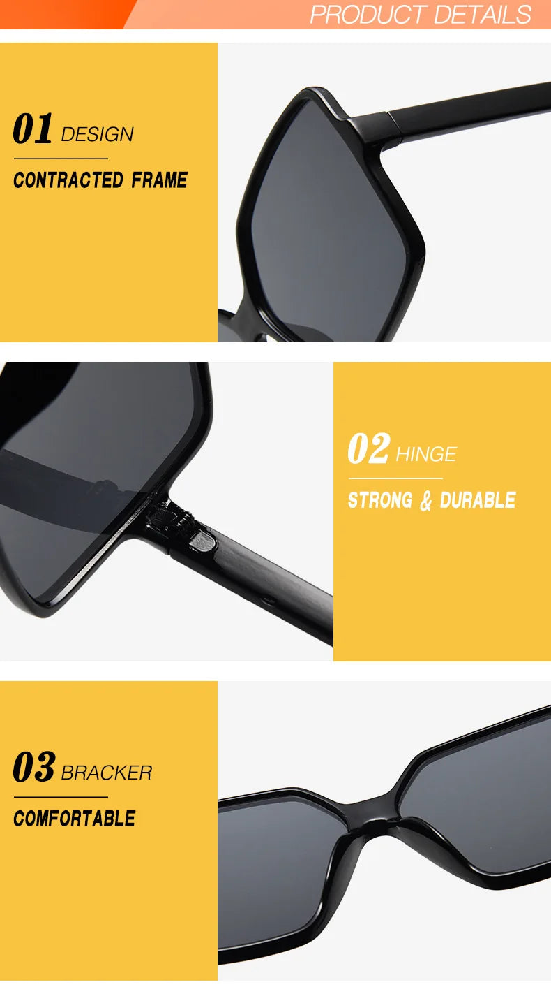 Lunettes de soleil oversize pour femme, dégradées, en plastique, de marque créateur, lunettes de soleil féminines UV400