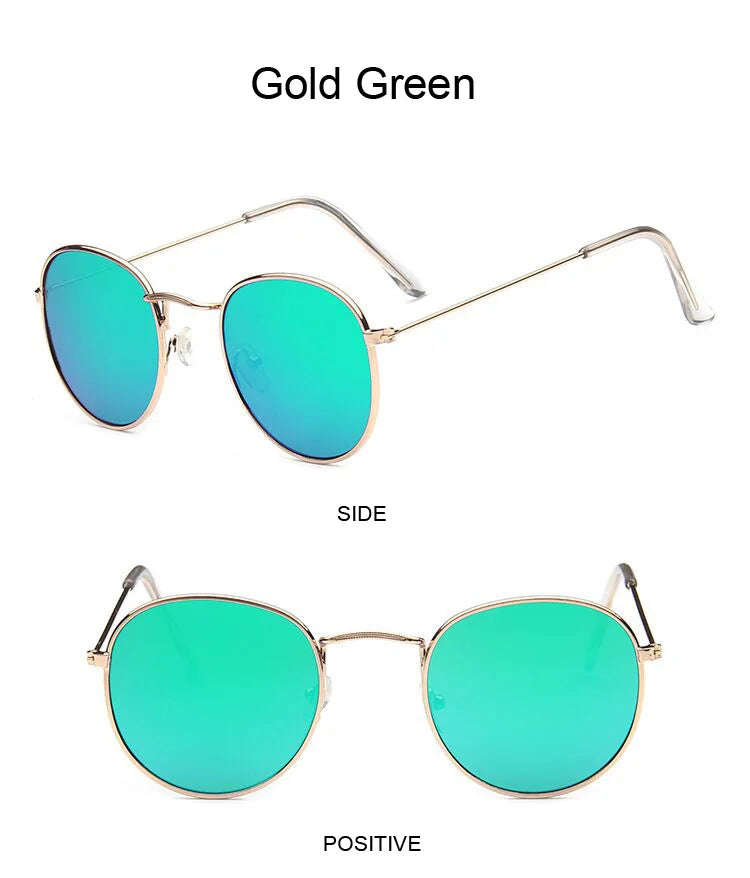 Lunettes de soleil rondes métalliques petites pour femme, vintage, de marque, pour voyage, classiques, lunettes de soleil mode rétro pour femme