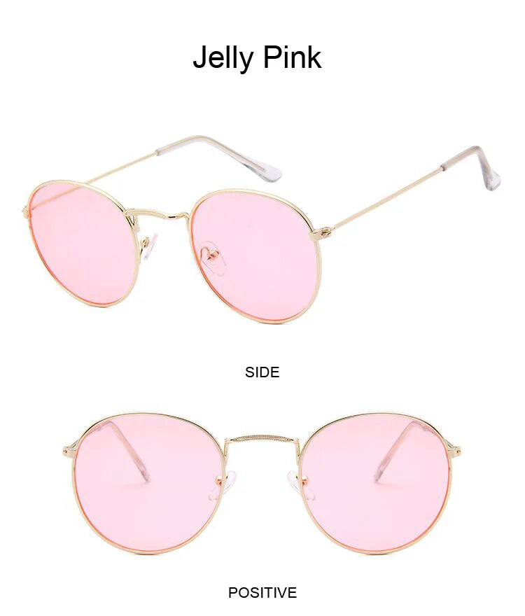 Lunettes de soleil rondes métalliques petites pour femme, vintage, de marque, pour voyage, classiques, lunettes de soleil mode rétro pour femme