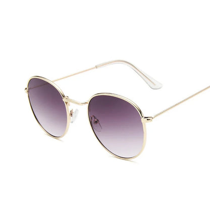 Lunettes de soleil rondes métalliques petites pour femme, vintage, de marque, pour voyage, classiques, lunettes de soleil mode rétro pour femme