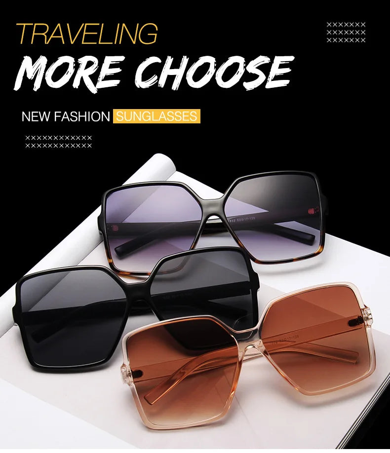 Lunettes de soleil oversize pour femme, dégradées, en plastique, de marque créateur, lunettes de soleil féminines UV400