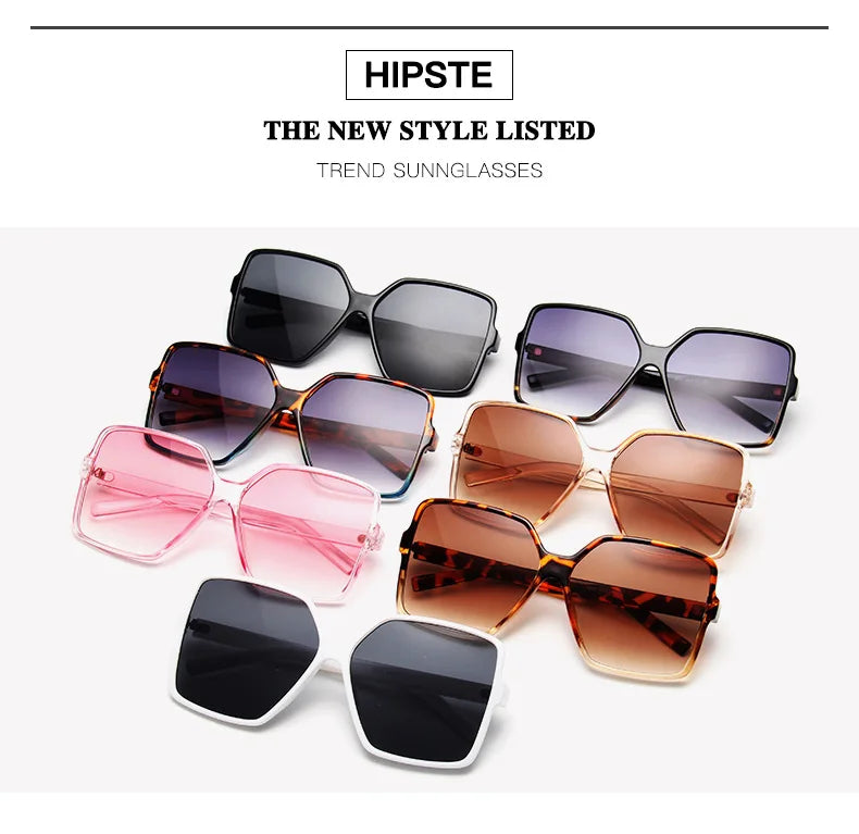 Lunettes de soleil oversize pour femme, dégradées, en plastique, de marque créateur, lunettes de soleil féminines UV400