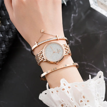 Montre femme de luxe au tempérament élégant, montre-bracelet pour femme avec bracelet, lot de 3 pièces, montre à chaîne pour anniversaire, reloj feminino