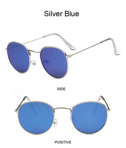 Lunettes de soleil rondes métalliques petites pour femme, vintage, de marque, pour voyage, classiques, lunettes de soleil mode rétro pour femme
