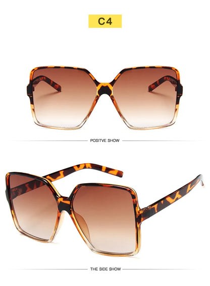 Lunettes de soleil oversize pour femme, dégradées, en plastique, de marque créateur, lunettes de soleil féminines UV400