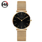 Montre pour femme HANNAH MARTIN en acier inoxydable de qualité, mouvement à quartz japonais, étanche, 36 mm, entièrement or rose, idéale pour le dropshipping.