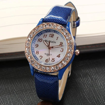 Nouvelles montres pour femmes, montres en cristal, montres pour dames WOMAGE, montre mode décontractée à quartz avec bracelet en cuir, montre femme 2020, reloj mujer