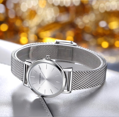 Montre pour femme HANNAH MARTIN en acier inoxydable de qualité, mouvement à quartz japonais, étanche, 36 mm, entièrement or rose, idéale pour le dropshipping.