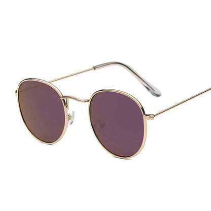 Lunettes de soleil rondes métalliques petites pour femme, vintage, de marque, pour voyage, classiques, lunettes de soleil mode rétro pour femme