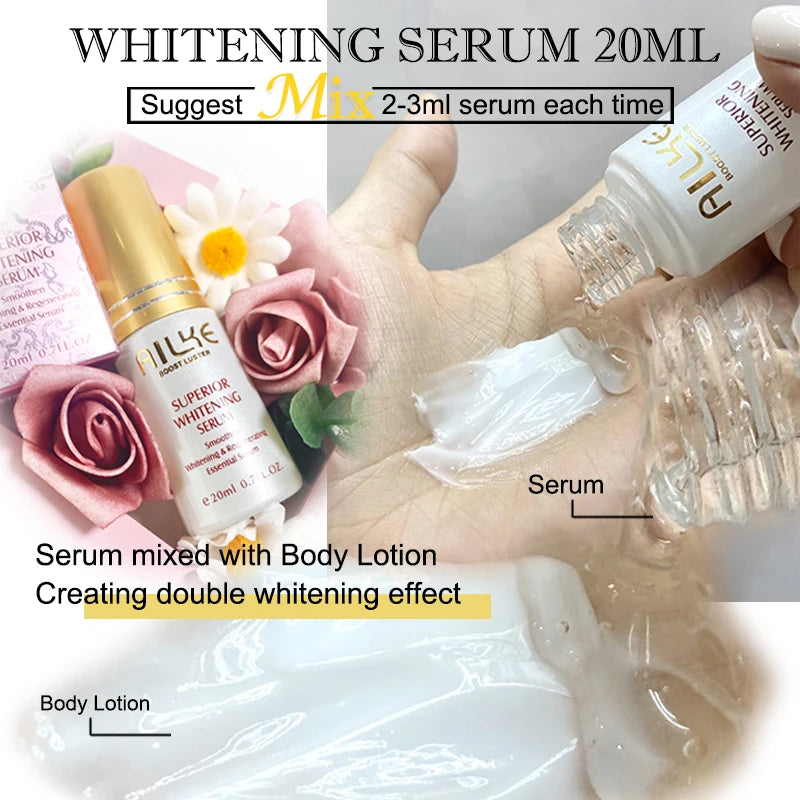 Crème de soin éclaircissante pour la peau AILKE, lotion éclaircissante, élimine les taches foncées avec glutathion, beurre de karité, crème corporelle hydratante
