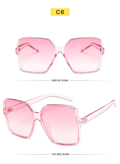 Lunettes de soleil oversize pour femme, dégradées, en plastique, de marque créateur, lunettes de soleil féminines UV400