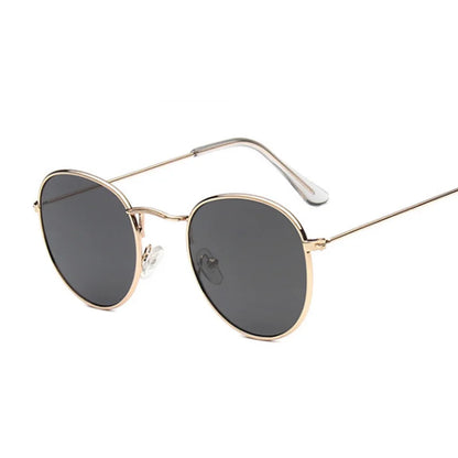 Lunettes de soleil rondes métalliques petites pour femme, vintage, de marque, pour voyage, classiques, lunettes de soleil mode rétro pour femme