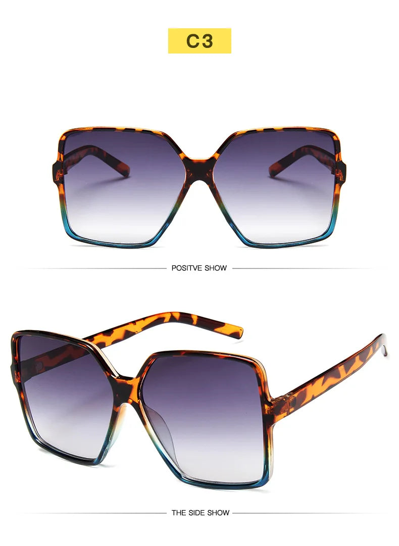Lunettes de soleil oversize pour femme, dégradées, en plastique, de marque créateur, lunettes de soleil féminines UV400