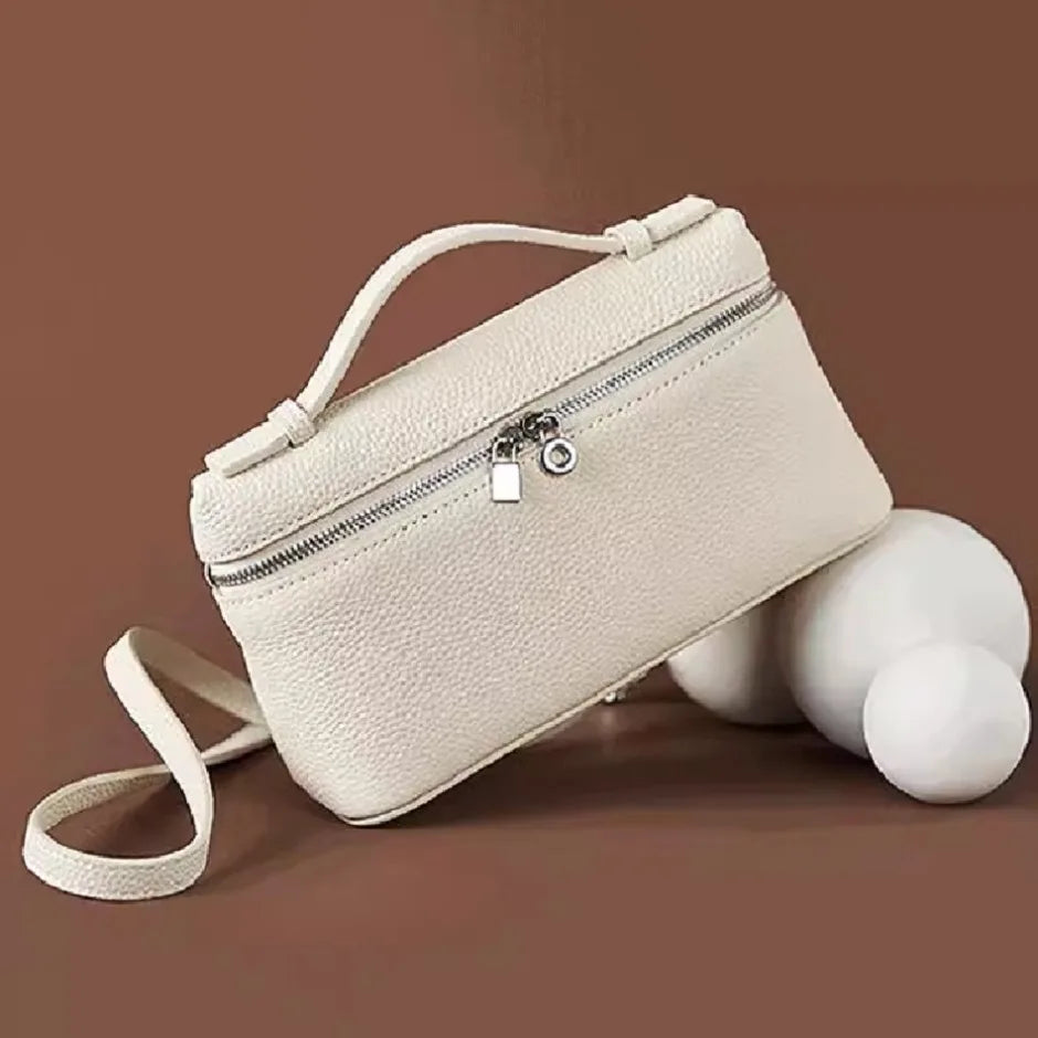 Sac à bandoulière en grain de litchi au style haut de gamme et de niche, mode simple, type boîte à lunch pour femme, exquis mini sac à main porté main et en bandoulière