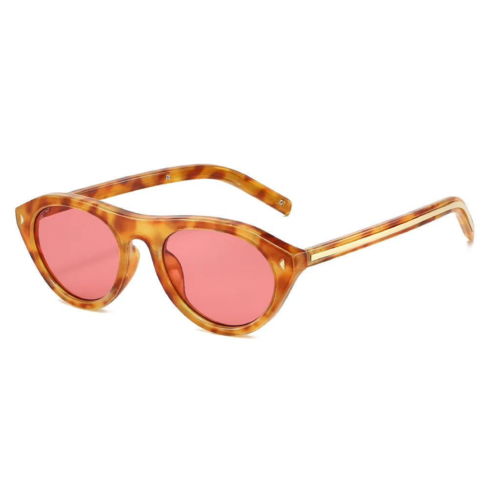 lunettes de soleil vintage petites rondes œil-de-chat pour femmes, nouvelle mode à rivets, sexy, noires léopard, lunettes de soleil tendance pour dames, lunettes d’extérieur modernes