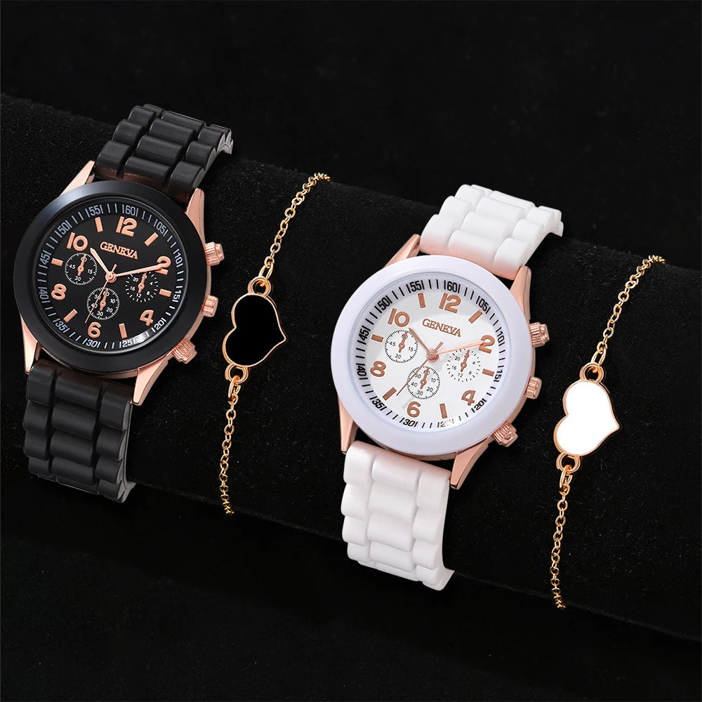 Ensemble de 1/2 pièces de montres décontractées en cuir pour couple, mode tendance, montres-bracelets à quartz pour femmes avec cadran simple, montre habillée, montre femme