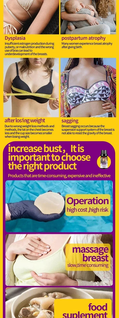 Huile essentielle de massage pour les seins, raffermissante, repulpante, favorisant la croissance, améliorant le volume, restaurant l’élasticité, huile d’augmentation mammaire sexy pour femmes