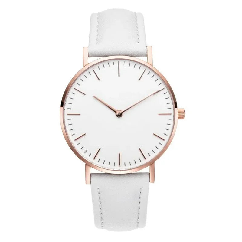 Montre élégante pour femme, simple, nouvelle collection 2023, rose et blanc, bracelet en cuir, montre-bracelet pour femme avec robe, montre féminine décontractée, idée cadeau tendance, Montre Femme