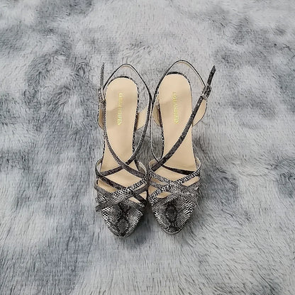 Sandales à plateforme pour femmes sexy 14 cm, défilés de mode, bout ouvert, talons hauts, stilettos à motif serpent, bride à la cheville, chaussures de soirée style gladiateur