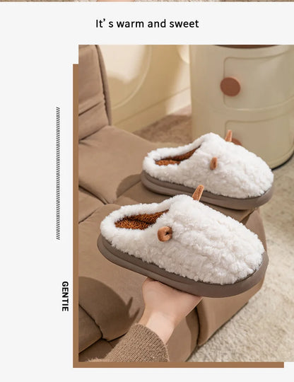 Pantoufles d’hiver pour femmes - Chaussons doublés en polaire pelucheuse, chaussons chauds en coton pour l’intérieur/l’extérieur avec semelle antidérapante