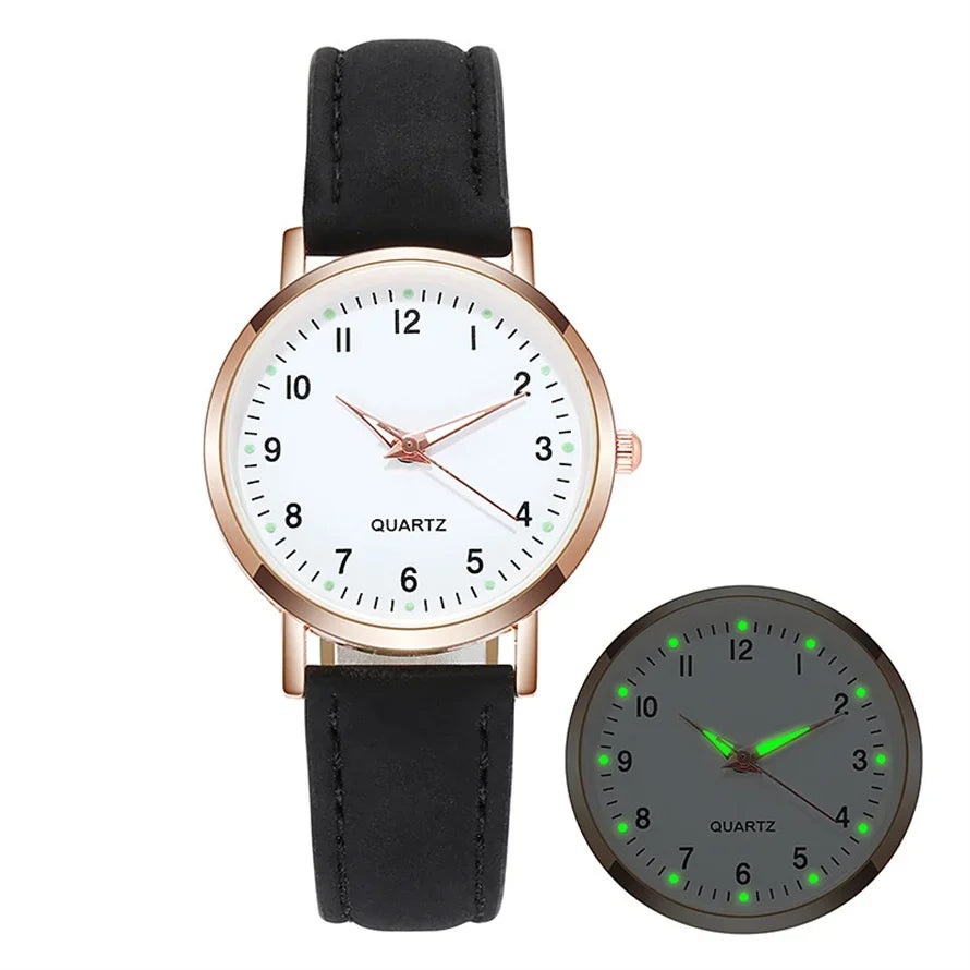 Montres-bracelets pour femmes Montre Femme Montres pour femmes Bracelet en cuir lumineux Montre simple Montre élégante à la mode Montre à quartz Reloj Mujer
