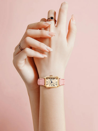 Montre-bracelet décontractée rétro à affichage numérique, cadran carré, bracelet en cuir, montre à quartz tendance pour femme, idée cadeau