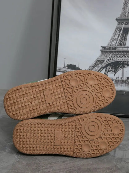 Baskets légères et confortables pour femmes, chaussures de sport tendance à lacets rayées pour femme, baskets décontractées vertes et respirantes, grandes tailles