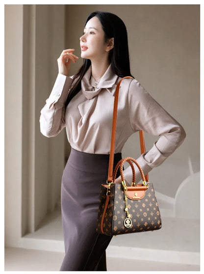 Sac à main élégant à poignée tressée pour femmes, sac à poignée supérieure en cuir de haute qualité, sac bandoulière et porté épaule pour dames, cabas décontracté de qualité