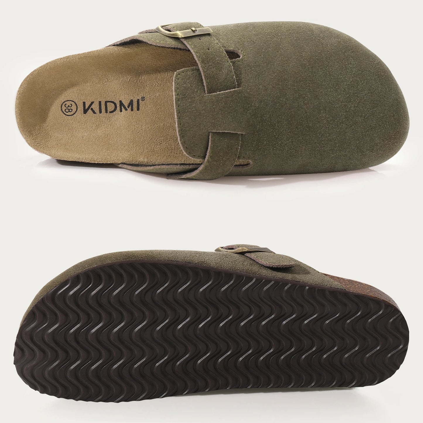 Mules en daim pour femmes Comwarm Fashion, pantoufles, sabots pour hommes, sandales à semelle intérieure en liège avec soutien de la voûte plantaire, claquettes d’extérieur pour la plage, chaussures d’intérieur