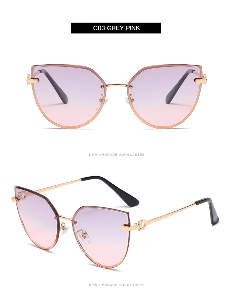 Lot de 2 lunettes de soleil pour femmes à grande monture, lunettes de soleil œil de chat dégradées pour femmes, protection UV pour extérieur, lunettes de créateur