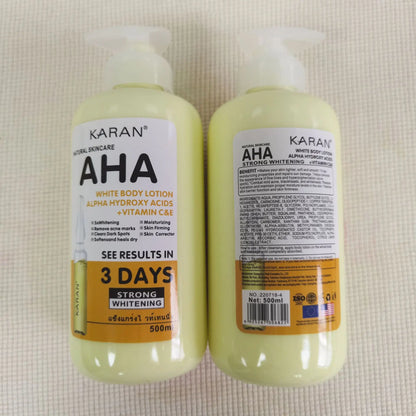 Lotion corporelle blanchissante 500 ml aux acides hydroxy AHA, vitamines C et E, lotion corporelle hydratante éclaircissante, élimine les marques d’acné, soin de la peau