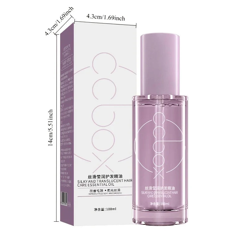 Huile essentielle de soin capillaire 100 ml, pour cheveux secs, parfum longue durée et huile lissante, idéale pour les petites amies et les mères pendant les fêtes.