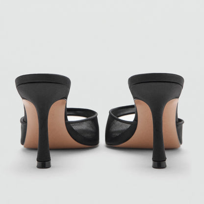 Mango2026 Sandales sexy à bout pointu et talon fin, à enfiler, respirantes, nouveau style d’été polyvalent, chaussures plates à enfiler pour femmes