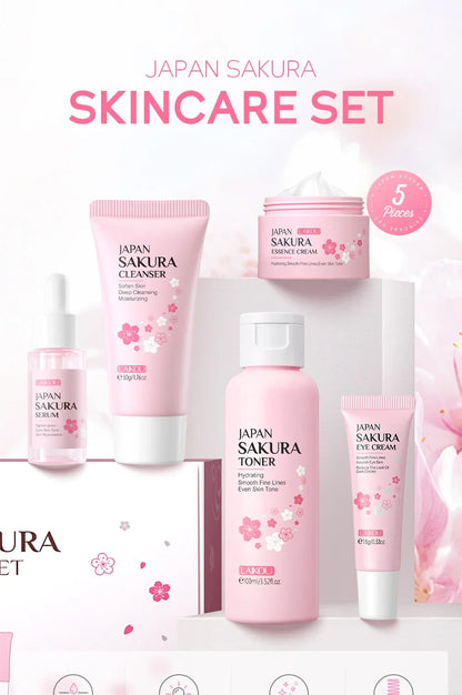Ensemble de soins de la peau LAIKOU Sakura Kit hydratant et réduisant les ridules, produit nettoyant pour les pores, coffret de 5 pièces, cadeau de la Journée des femmes coréennes