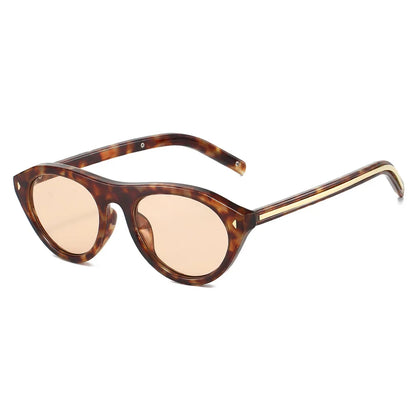 lunettes de soleil vintage petites rondes œil-de-chat pour femmes, nouvelle mode à rivets, sexy, noires léopard, lunettes de soleil tendance pour dames, lunettes d’extérieur modernes
