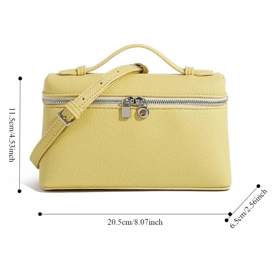 Sac à bandoulière en grain de litchi au style haut de gamme et de niche, mode simple, type boîte à lunch pour femme, exquis mini sac à main porté main et en bandoulière
