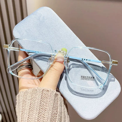 Lunettes de lecture tendance et à la mode pour femmes, anti-lumière bleue, pour la presbytie, lunettes haute définition unisexes avec monture transparente