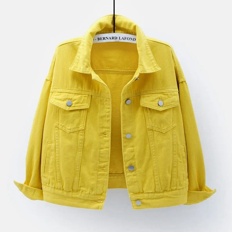 Veste en jean classique pour femmes Jeans 2023 vestes en jean boyfriend pour femmes manteau oversize ample veste femme violet blanc jaune femme