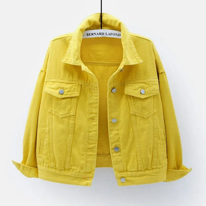 Veste en jean classique pour femmes Jeans 2023 vestes en jean boyfriend pour femmes manteau oversize ample veste femme violet blanc jaune femme