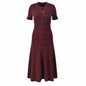 Robe longue élégante en tricot français ajouré, à fils, à simple boutonnage, coupe slim, style vintage à torsades, à boutons, à manches courtes à volants