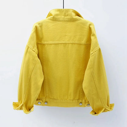 Veste en jean classique pour femmes Jeans 2023 vestes en jean boyfriend pour femmes manteau oversize ample veste femme violet blanc jaune femme