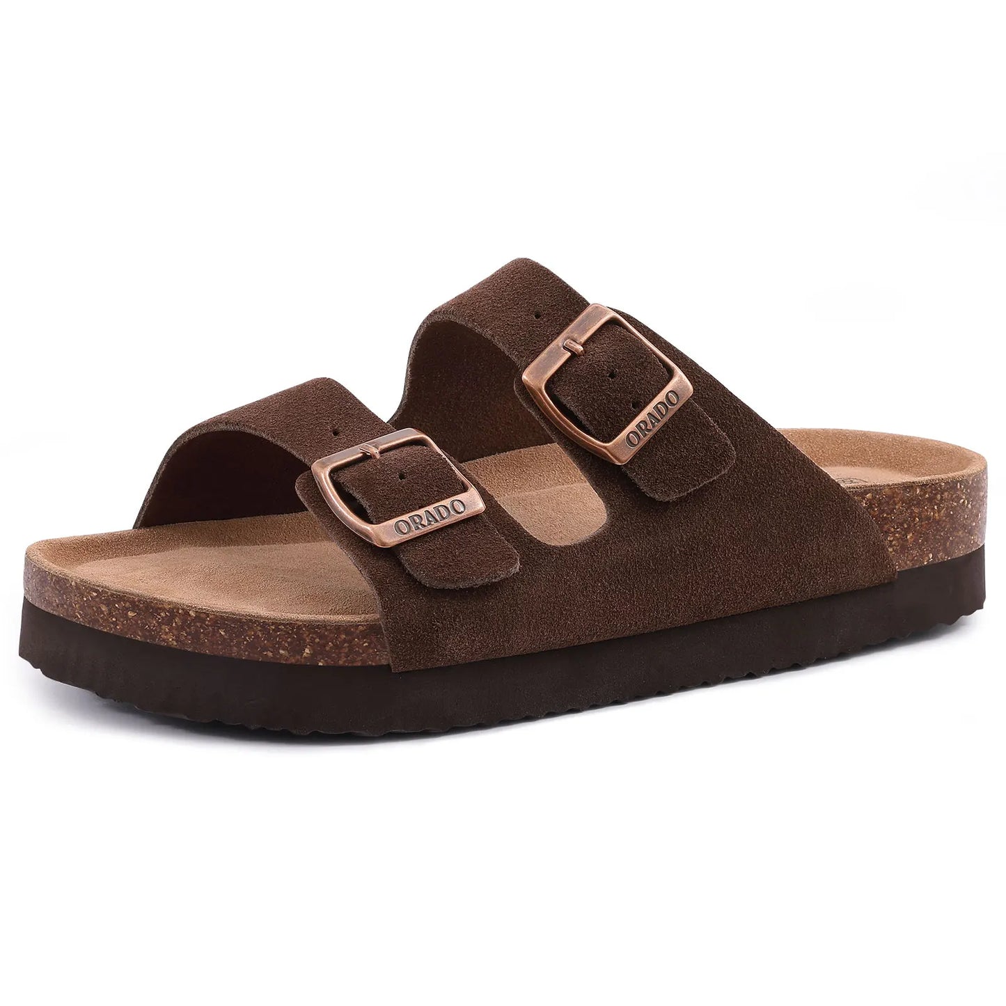 Smile Pop Classic Arizoan Hommes Chaussons en daim Hommes Sabots Sandales en daim de vache d’extérieur antidérapantes avec brides à boucles réglables