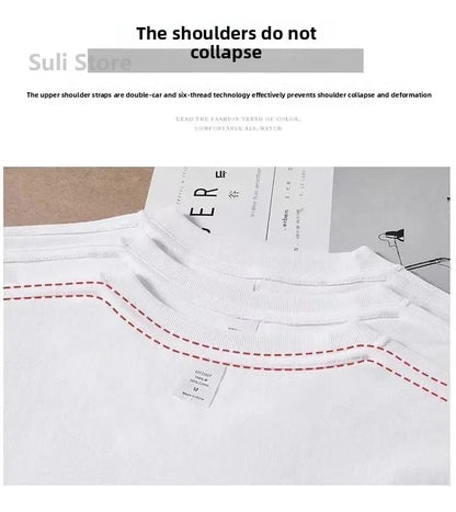 T-shirts unisexes 100 % coton 450 g de haute qualité T-shirts blancs T-shirt vierge d’été pour homme T-shirts pour homme