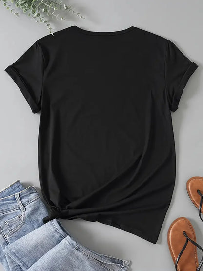 T-shirt pour femmes avec lettres imprimées originales et intéressantes, T-shirt d’été pour femme, haut T-shirt décontracté à col rond pour femme
